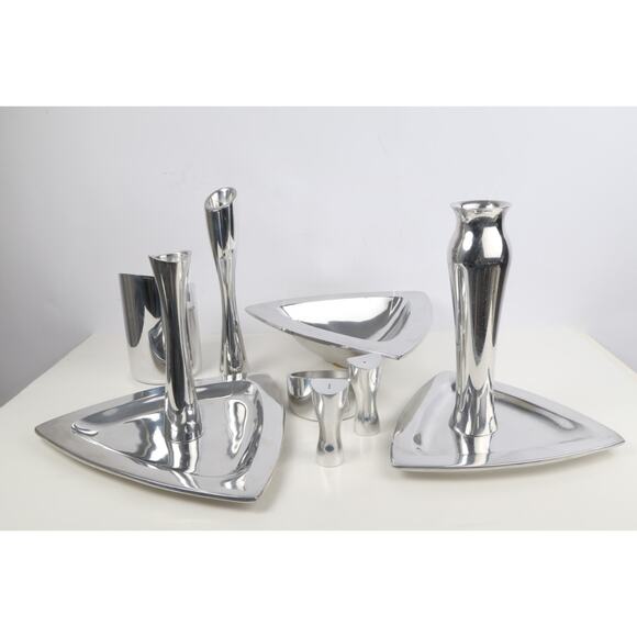 Nobe Silver Plated Set Vase Candle Holders Wine Rack Plates & Bowl Décor Holiday - Picture 3 of 16
